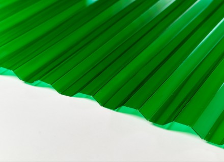 Профилированный поликарбонат Borrex толщина 0,8 мм, зеленый прозрачный 
