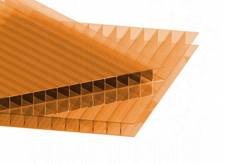 Сотовый поликарбонат MULTIGREEN 2100*12000 оранжевый 8мм